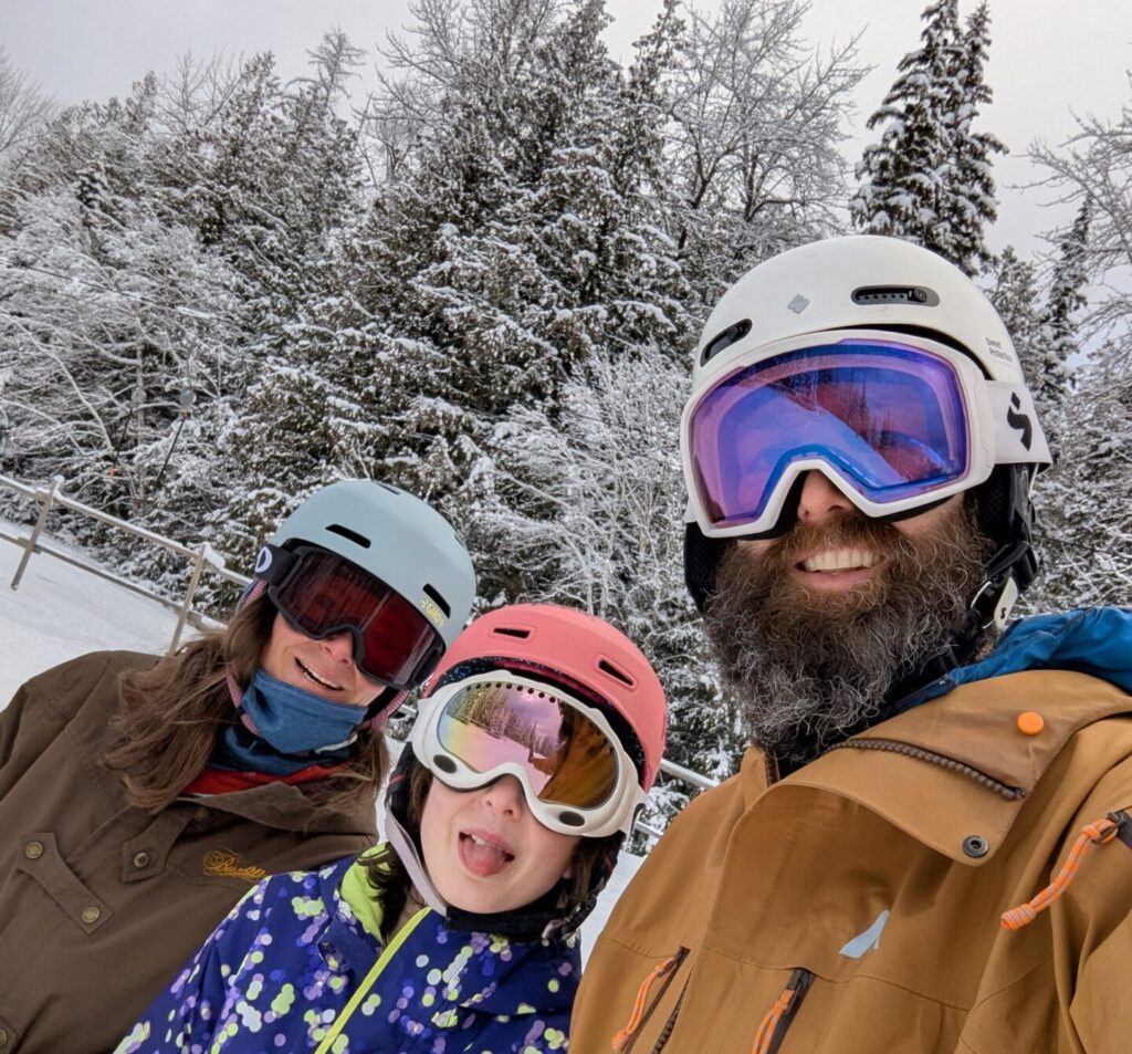 Photo of Fernie Mayoral candidate Kyle Hamilton and his family, while skiing